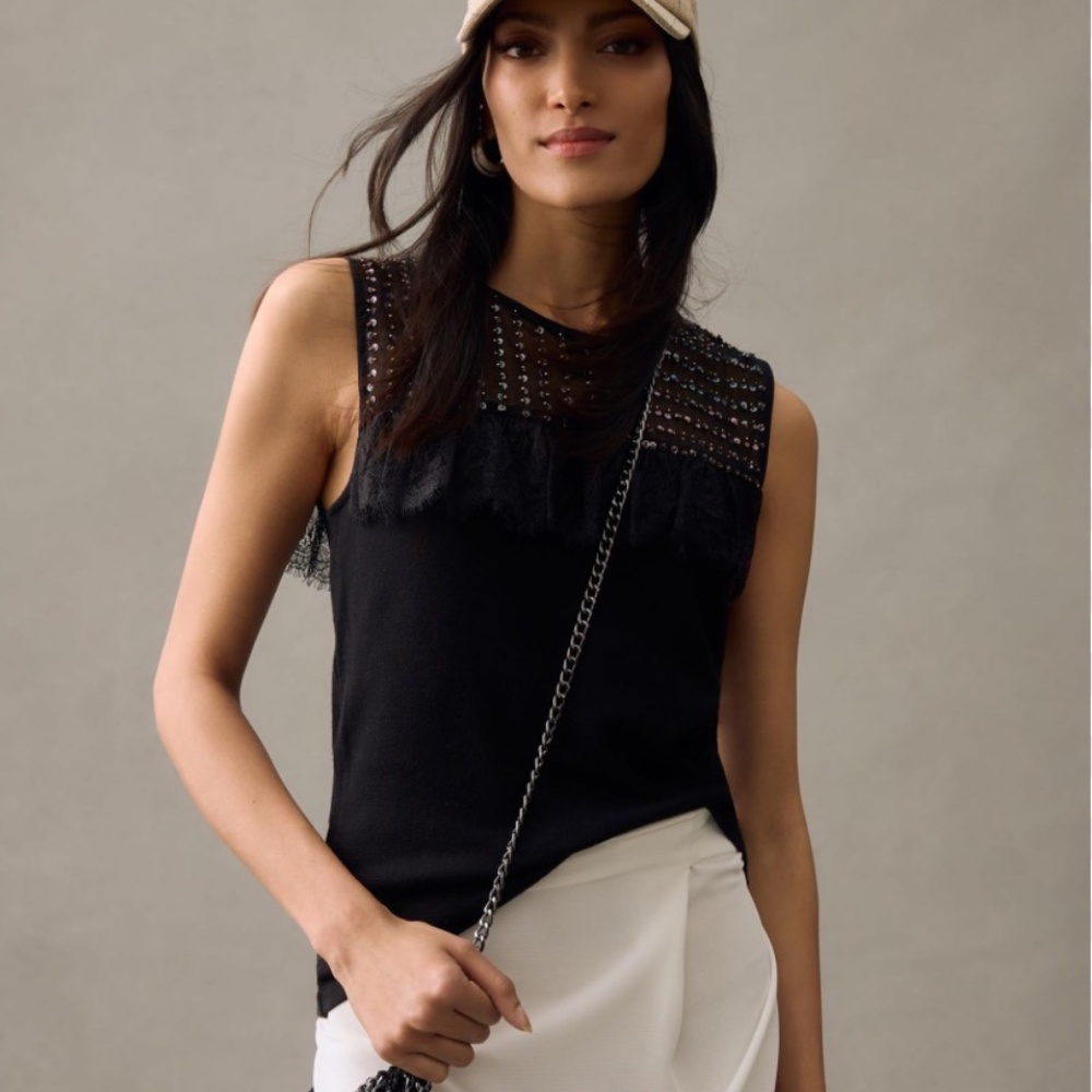 Brand New BL-NK EMBELLISHED SWEATER TANK